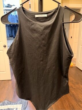 Amazon Black Sleeveless High-Neck Bodysuit
